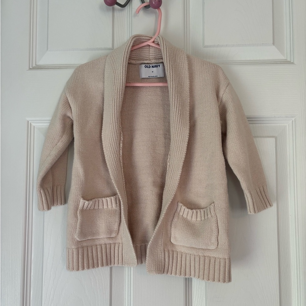 Old Navy Tan Ribbed Knit Cardigan Sweater